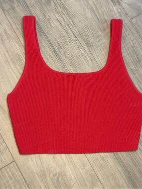 ARITZIA Babaton Sculpt Knit Ribbed Square-Neck Crop Top M